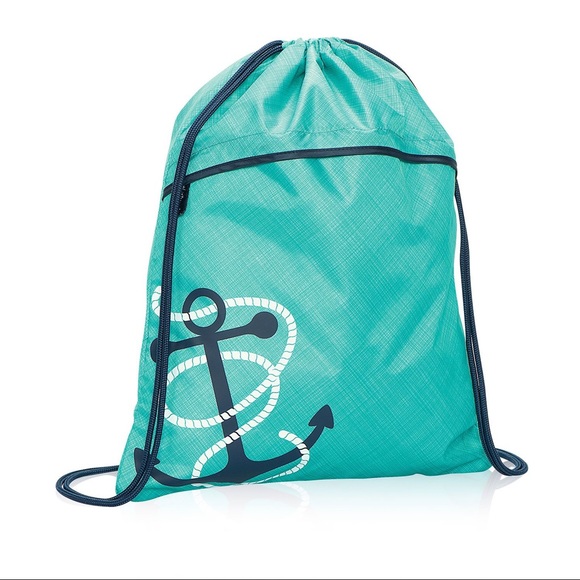 thirty-one Handbags - Thirty-One Drawstring Cinch Sac Anchor Turquoise